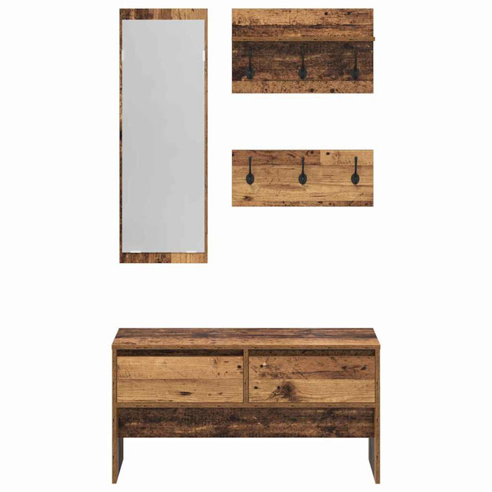 Set mobilier hol cu sertar 4 pcs Lemn vechi Lemn compozit - WALTI WALTI