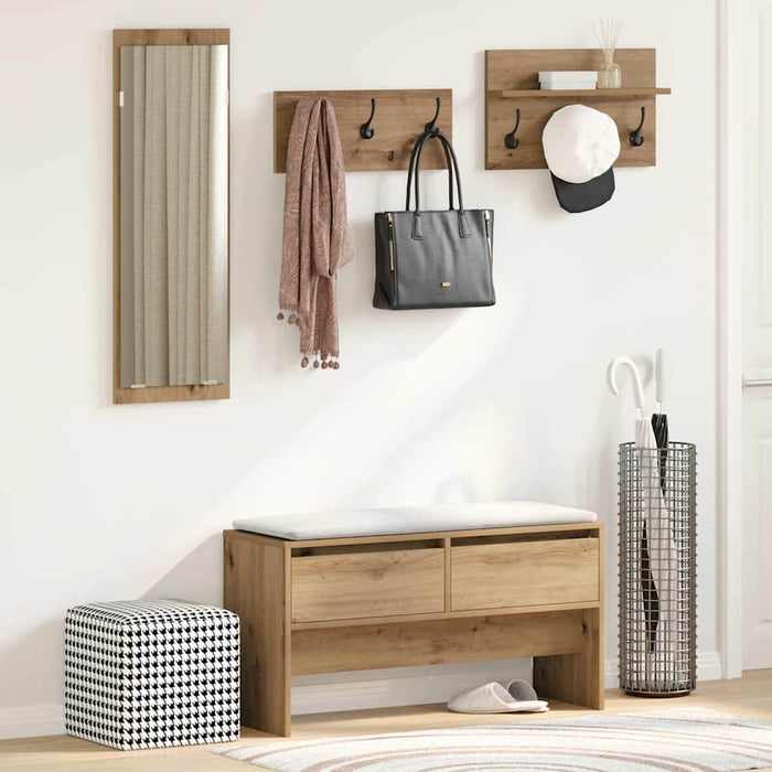 Set mobilier hol cu sertar 4 pcs Stejar artizanal Lemn compozit - WALTI WALTI