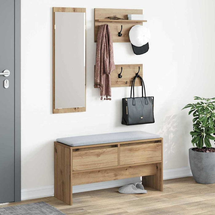 Set mobilier hol cu sertar 4 pcs Stejar artizanal Lemn compozit - WALTI WALTI