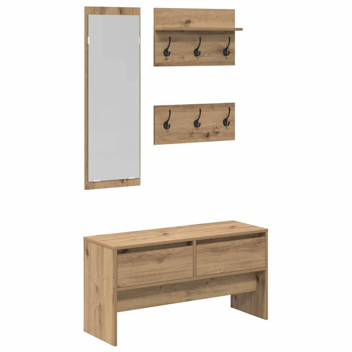 Set mobilier hol cu sertar 4 pcs Stejar artizanal Lemn compozit - WALTI WALTI