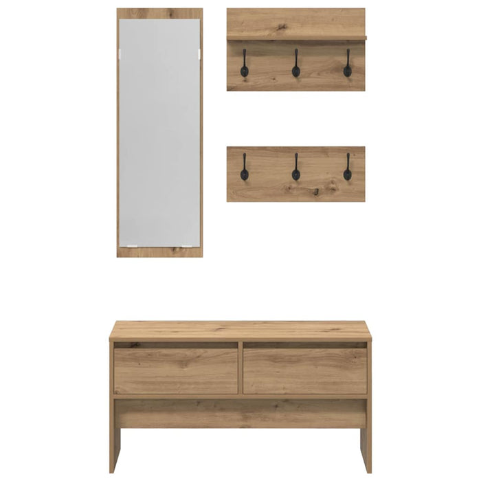 Set mobilier hol cu sertar 4 pcs Stejar artizanal Lemn compozit - WALTI WALTI