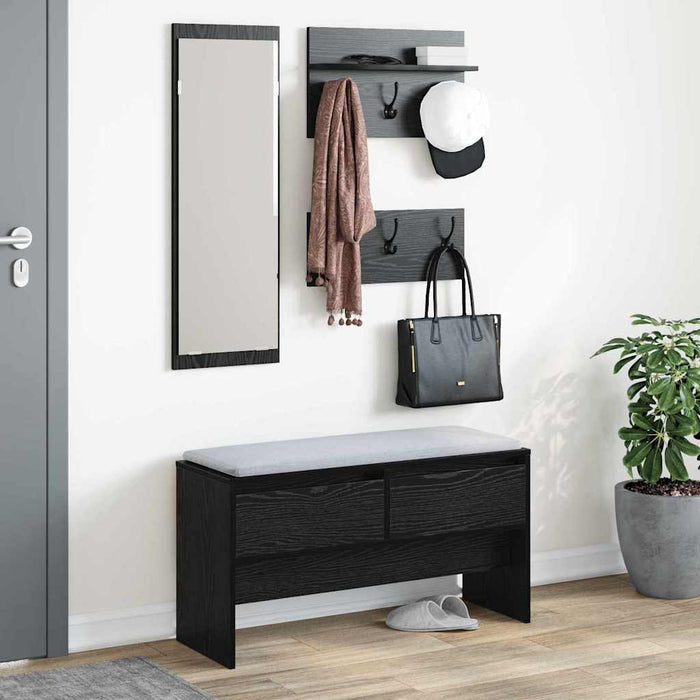 Set mobilier hol cu sertar 4 pcs Stejar Negru Lemn compozit - WALTI WALTI