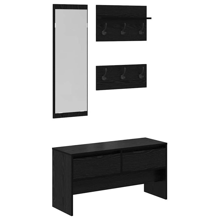 Set mobilier hol cu sertar 4 pcs Stejar Negru Lemn compozit - WALTI WALTI