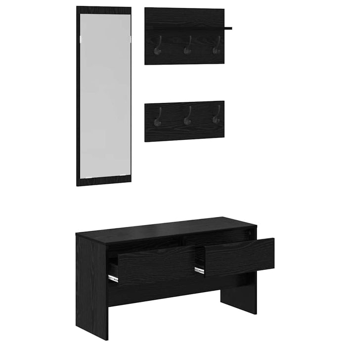 Set mobilier hol cu sertar 4 pcs Stejar Negru Lemn compozit - WALTI WALTI