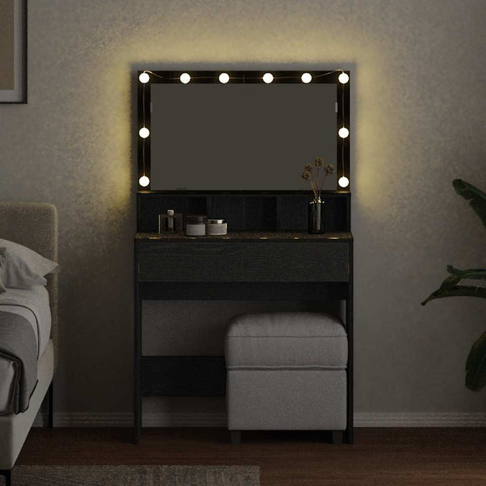 Masă de Machiaj Stejar Negru 80 x 41 x 134,5 cm Lemn compozit - WALTI WALTI