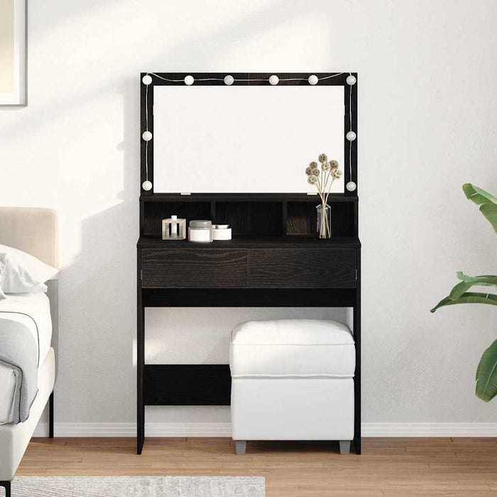 Masă de Machiaj Stejar Negru 80 x 41 x 134,5 cm Lemn compozit - WALTI WALTI