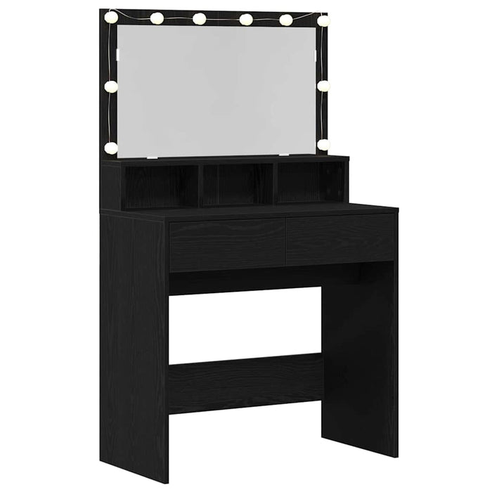 Masă de Machiaj Stejar Negru 80 x 41 x 134,5 cm Lemn compozit - WALTI WALTI