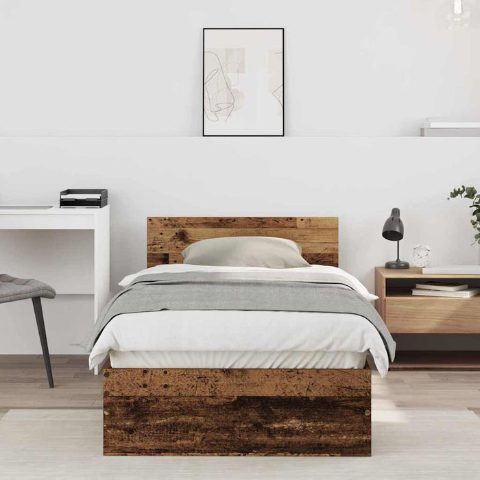 Cadru de pat cu headboard Lemn vechi 90 x 190 cm Lemn compozit - WALTI WALTI