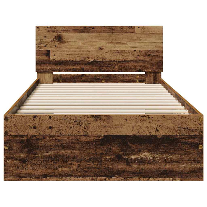 Cadru de pat cu headboard Lemn vechi 90 x 190 cm Lemn compozit - WALTI WALTI