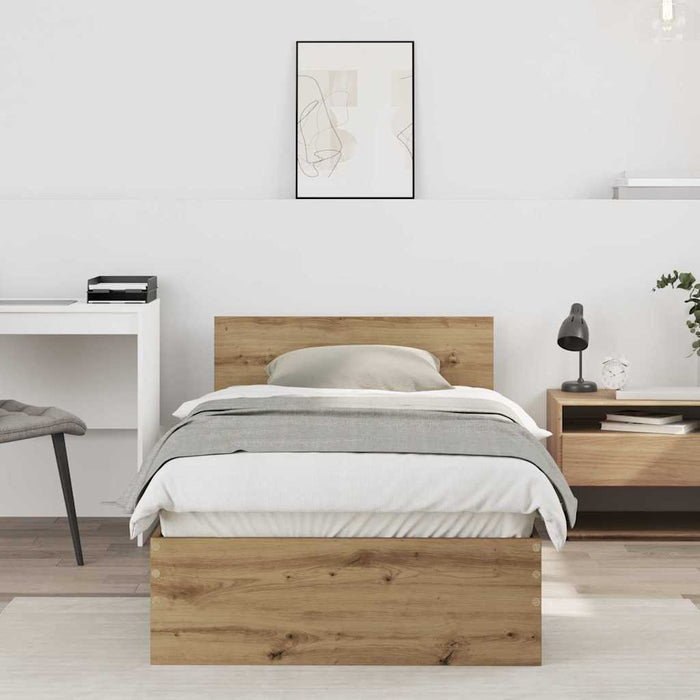 Cadru de pat Stejar Artizanal 90 x 190 cm Lemn compozit - WALTI WALTI