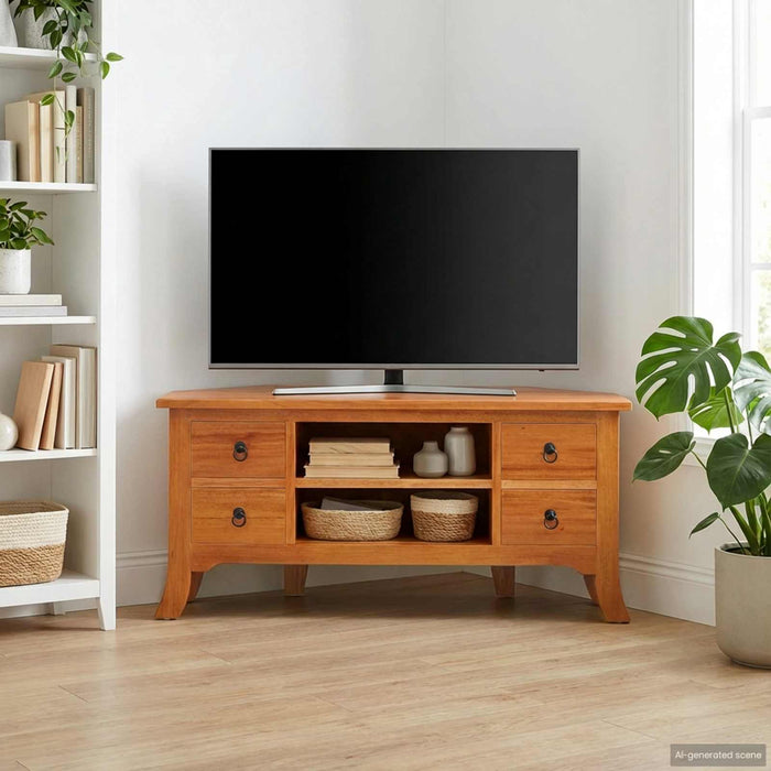 Cabinet TV natural 100 x 40,5 x 46 cm Lemn masiv de mahon - WALTI WALTI