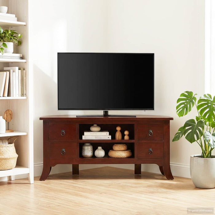 Cabinet TV cu raft Maro 100 x 40,5 x 46 cm Lemn masiv de mahon - WALTI WALTI
