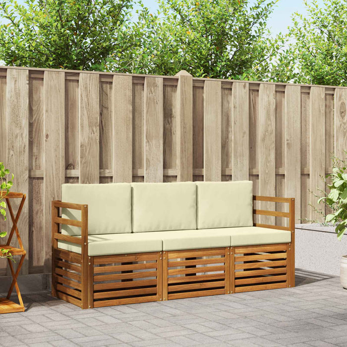 Seturi de canapele 3 pcs Natural și Crem Lemn Solid de Acacia - WALTI WALTI
