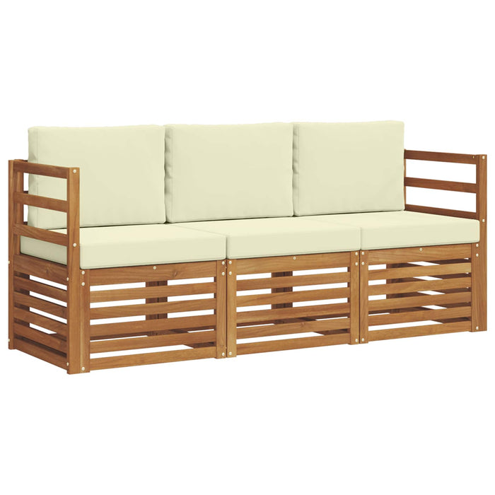 Seturi de canapele 3 pcs Natural și Crem Lemn Solid de Acacia - WALTI WALTI