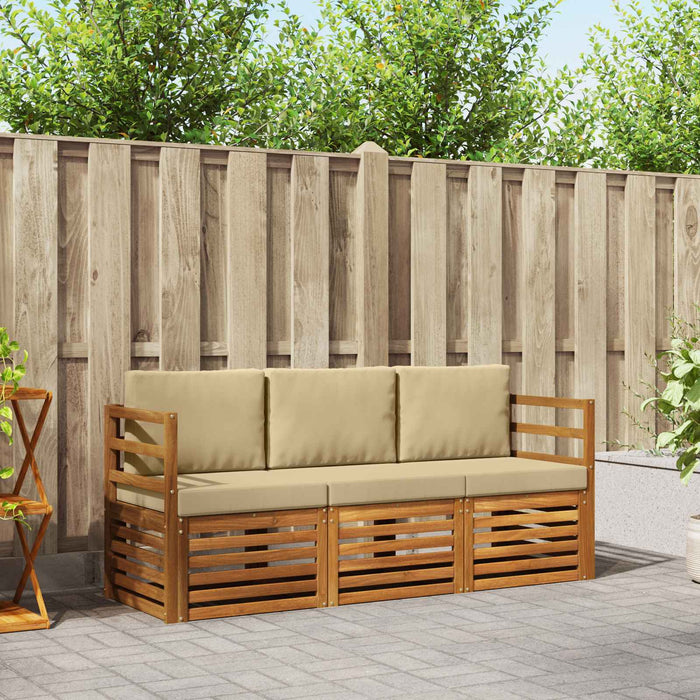 Seturi de canapele 3 pcs Natural și Bej Lemn Solid de Acacia - WALTI WALTI
