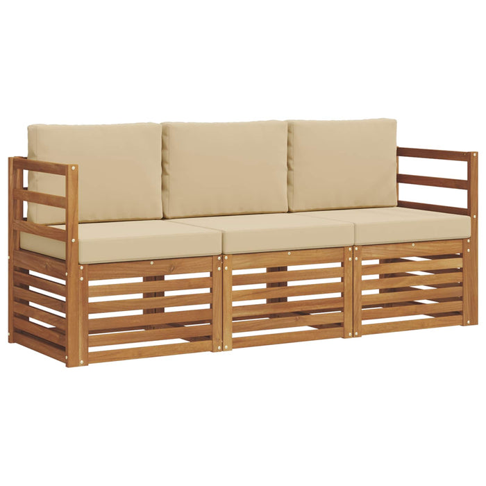 Seturi de canapele 3 pcs Natural și Bej Lemn Solid de Acacia - WALTI WALTI