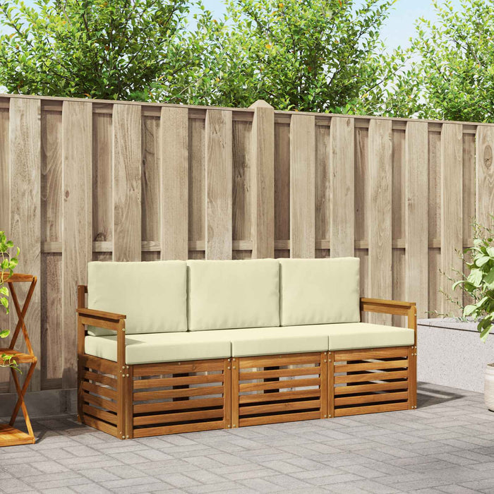 Seturi de canapele 3 pcs Natural și Crem Lemn Solid de Acacia - WALTI WALTI