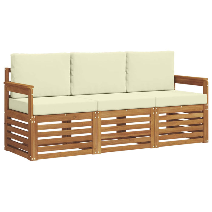 Seturi de canapele 3 pcs Natural și Crem Lemn Solid de Acacia - WALTI WALTI
