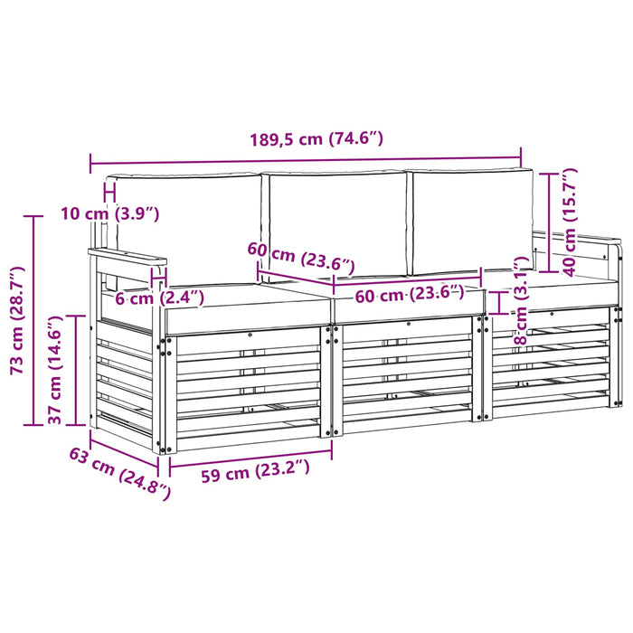 Seturi de canapele cu pernă 3 pcs Gri natural și deschis - WALTI WALTI