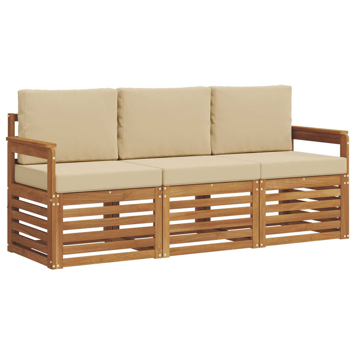 Seturi de canapele 3 pcs Natural și Bej Lemn Solid de Acacia - WALTI WALTI