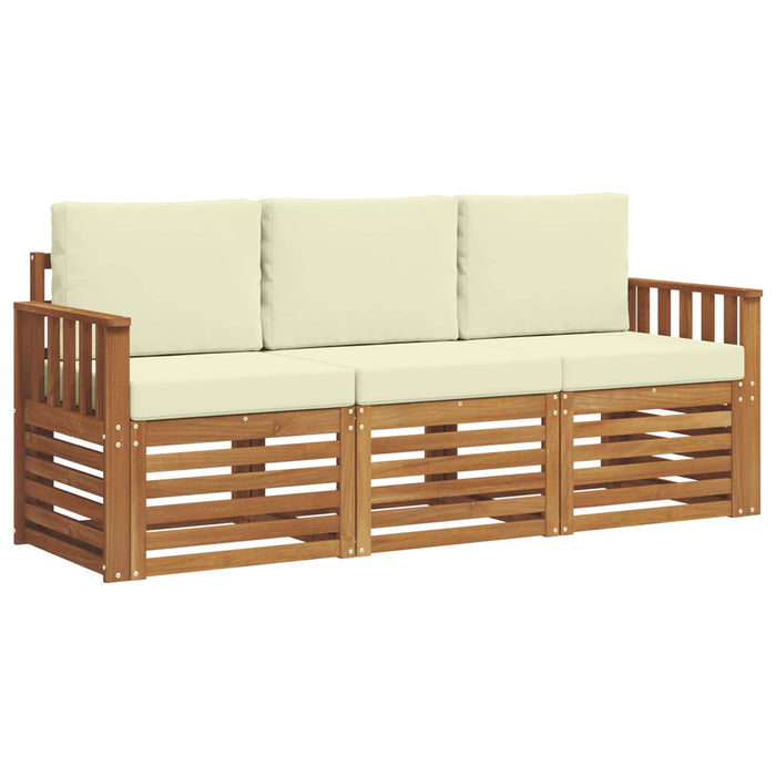 Seturi de canapele 3 pcs Natural și Crem Lemn Solid de Acacia - WALTI WALTI