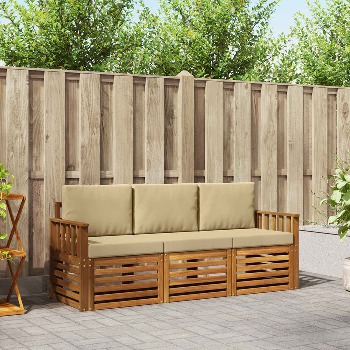 Seturi de canapele 3 pcs Natural și Bej Lemn Solid de Acacia - WALTI WALTI