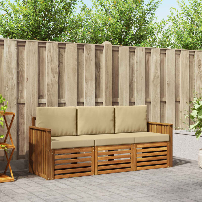 Seturi de canapele 3 pcs Natural și Bej Lemn Solid de Acacia - WALTI WALTI