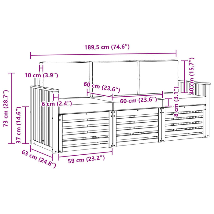 Seturi de canapele 3 pcs Natural și Bej Lemn Solid de Acacia - WALTI WALTI
