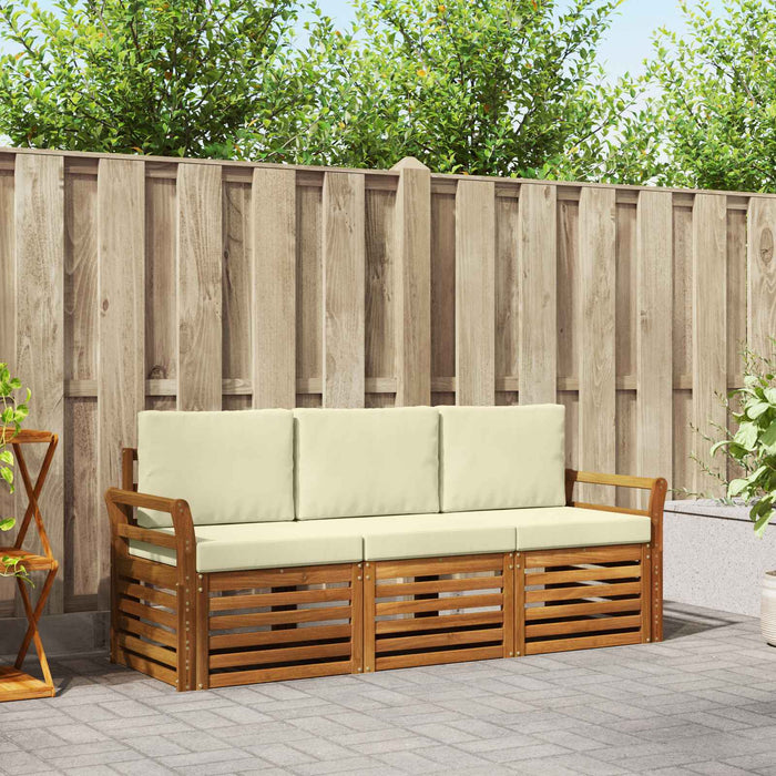 Seturi de canapele 3 pcs Natural și Crem Lemn Solid de Acacia - WALTI WALTI