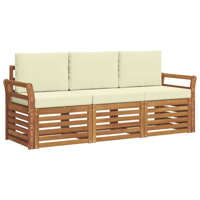 Seturi de canapele 3 pcs Natural și Crem Lemn Solid de Acacia - WALTI WALTI