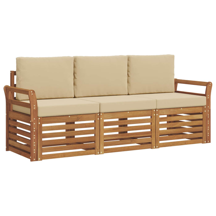 Seturi de canapele 3 pcs Natural și Bej Lemn Solid de Acacia - WALTI WALTI