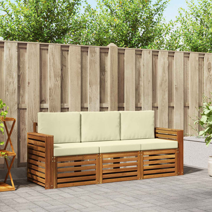 Seturi de canapele 3 pcs Natural și Crem Lemn Solid de Acacia - WALTI WALTI