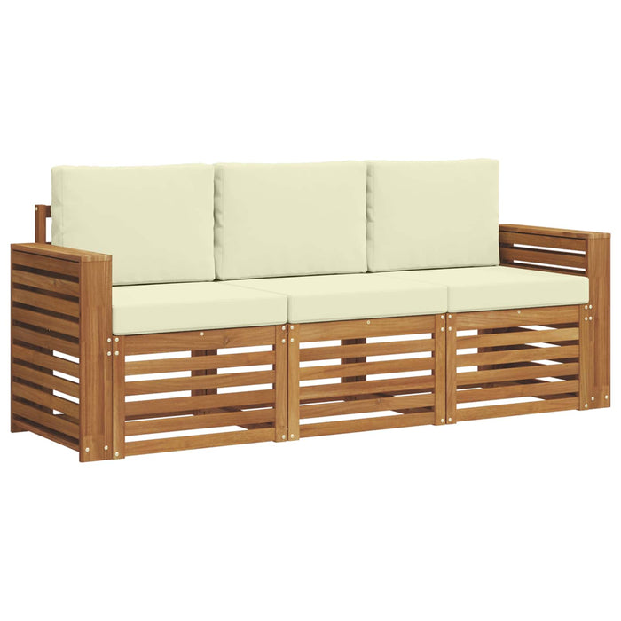 Seturi de canapele 3 pcs Natural și Crem Lemn Solid de Acacia - WALTI WALTI