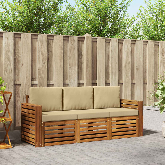 Seturi de canapele 3 pcs Natural și Bej Lemn Solid de Acacia - WALTI WALTI