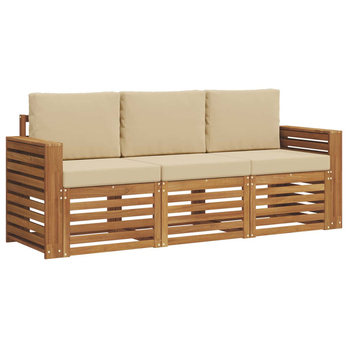 Seturi de canapele 3 pcs Natural și Bej Lemn Solid de Acacia - WALTI WALTI