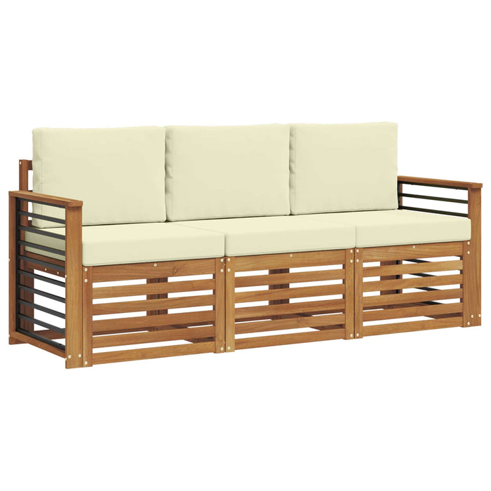 Seturi de canapele 3 pcs Natural și Crem Lemn Solid de Acacia - WALTI WALTI
