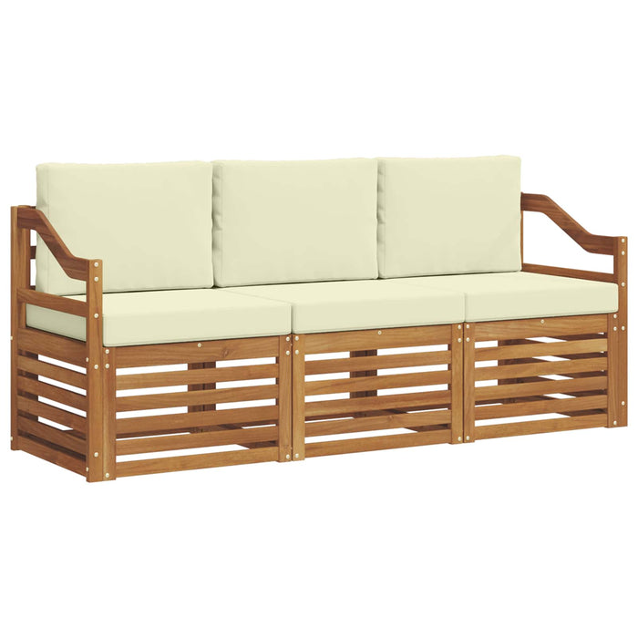 Seturi de canapele 3 pcs Natural și Crem Lemn Solid de Acacia - WALTI WALTI