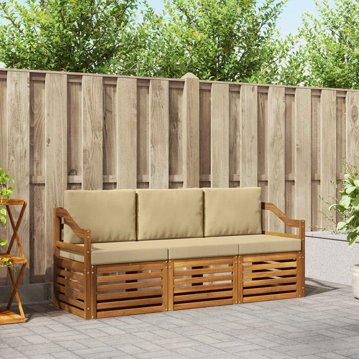 Seturi de canapele 3 pcs Natural și Bej Lemn Solid de Acacia - WALTI WALTI