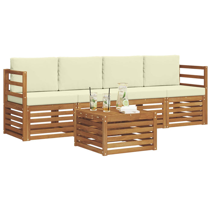 Set de canapele de exterior cu pernă 5 pcs Natural și Crem - WALTI WALTI