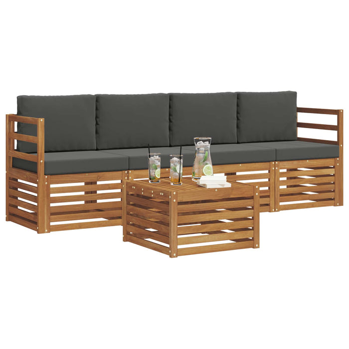 Set de canapele de exterior cu pernă 5 pcs Natural și Antracit - WALTI WALTI