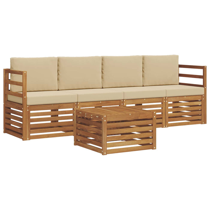 Set de canapele de exterior cu pernă 5 pcs Natural și Bej - WALTI WALTI