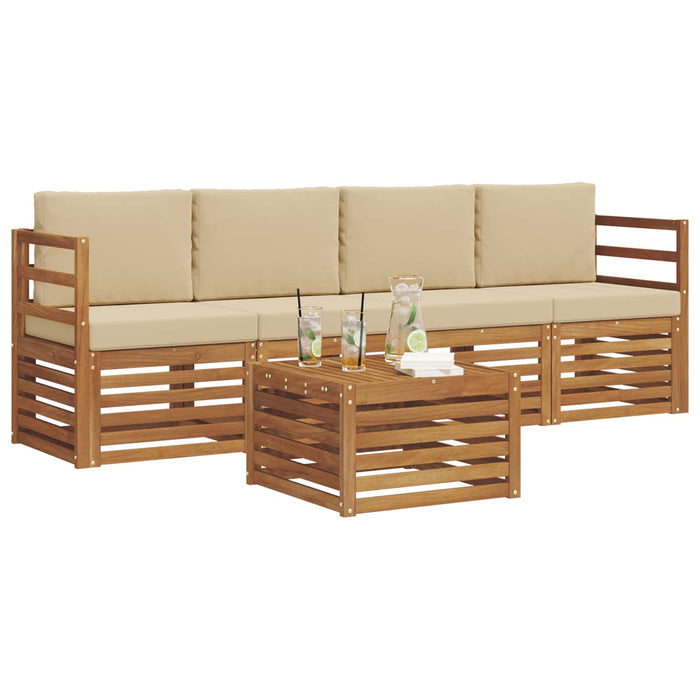 Set de canapele de exterior cu pernă 5 pcs Natural și Bej - WALTI WALTI