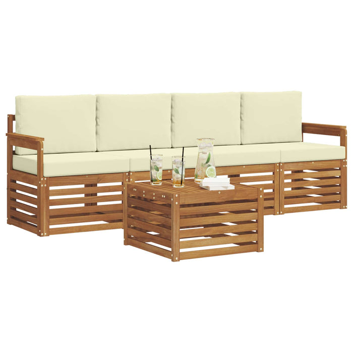 Set de canapele de exterior cu pernă 5 pcs Natural și Crem - WALTI WALTI