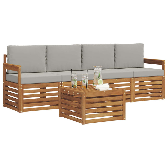 Set de canapele de exterior 5 pcs Gri natural și deschis - WALTI WALTI