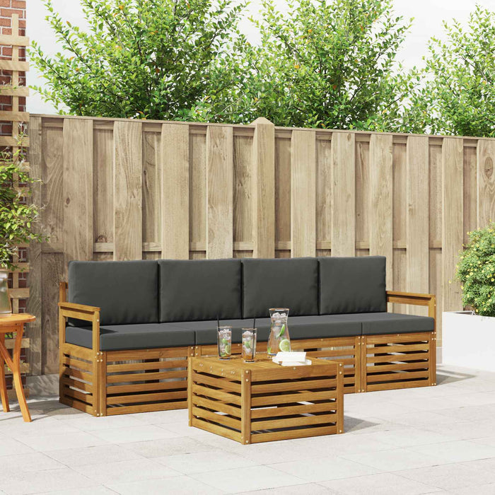 Set de canapele de exterior cu pernă 5 pcs Natural și Antracit - WALTI WALTI