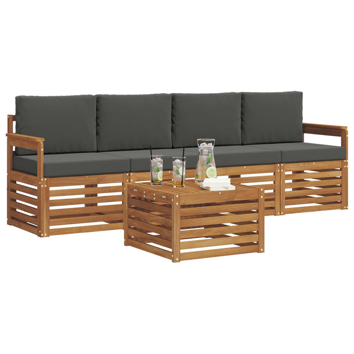 Set de canapele de exterior cu pernă 5 pcs Natural și Antracit - WALTI WALTI