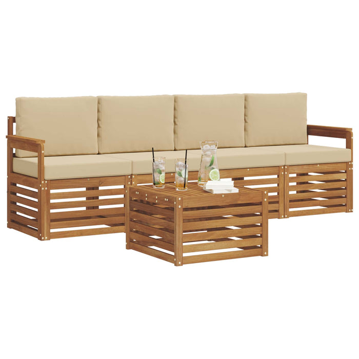 Set de canapele de exterior cu pernă 5 pcs Natural și Bej - WALTI WALTI