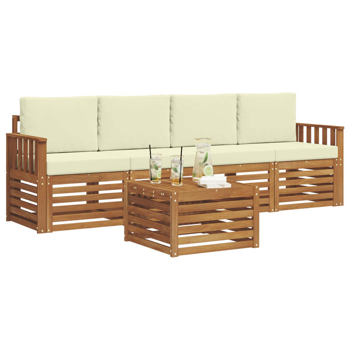 Set de canapele de exterior cu pernă 5 pcs Natural și Crem - WALTI WALTI
