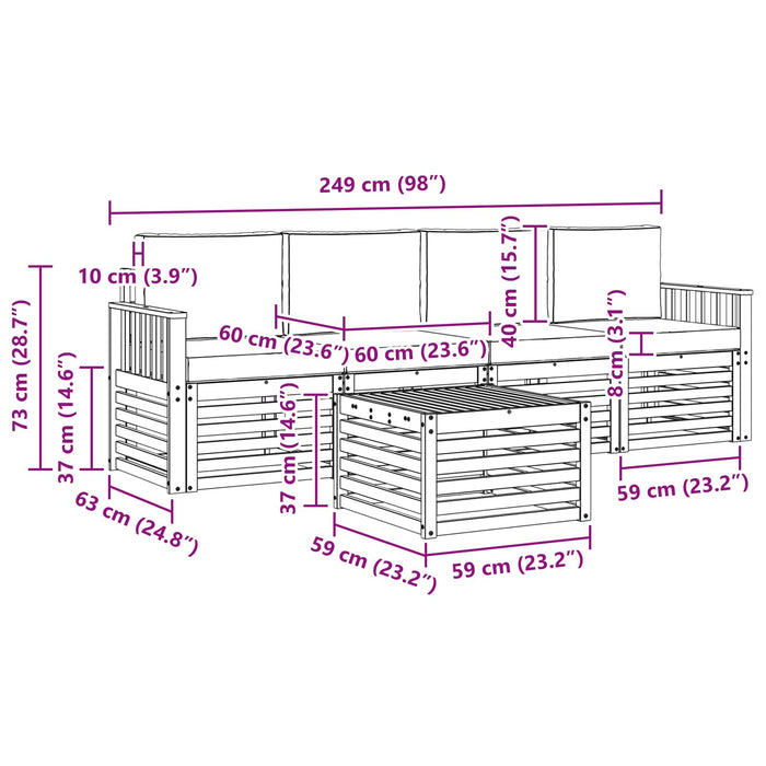 Set de canapele de exterior 5 pcs Gri natural și deschis - WALTI WALTI