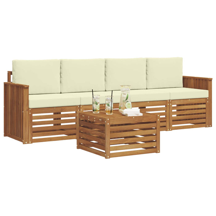 Set de canapele de exterior cu pernă 5 pcs Natural și Crem - WALTI WALTI